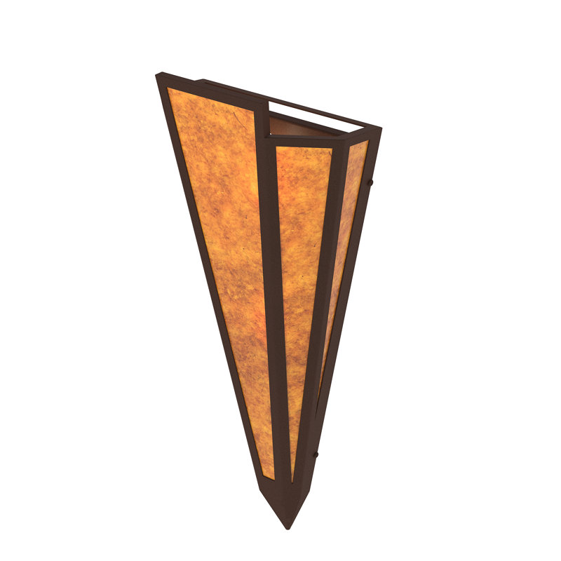 2 - Light Flush Mounted Sconce, Mica, Amber, Café Noir