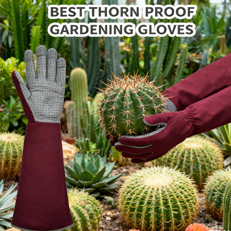 Gants de jardinage longs pour femmes, gants de taille rose résistants aux épines pour désherber la plantation (1 paire), taille très grande