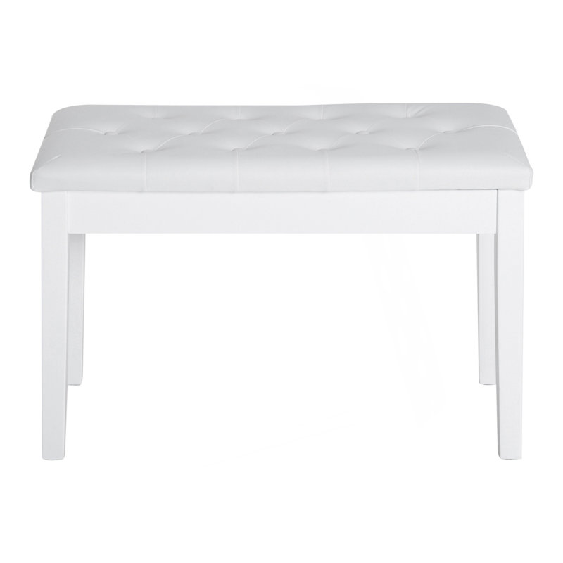 Piano Bench, Button Tufted Keyboard Bench, Entry Way Bench, White