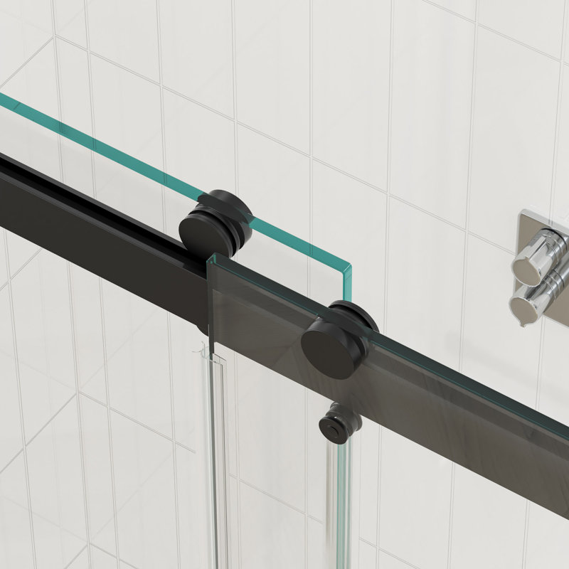 56 à 60 po X P 76 po H Porte de douche coulissante sans cadre à fermeture en douceur avec verre trempé de 3/8 po (10 mm) de qualité supérieure