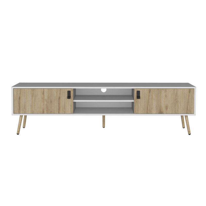  Meuble télé 71 po avec rangement blanc et beige