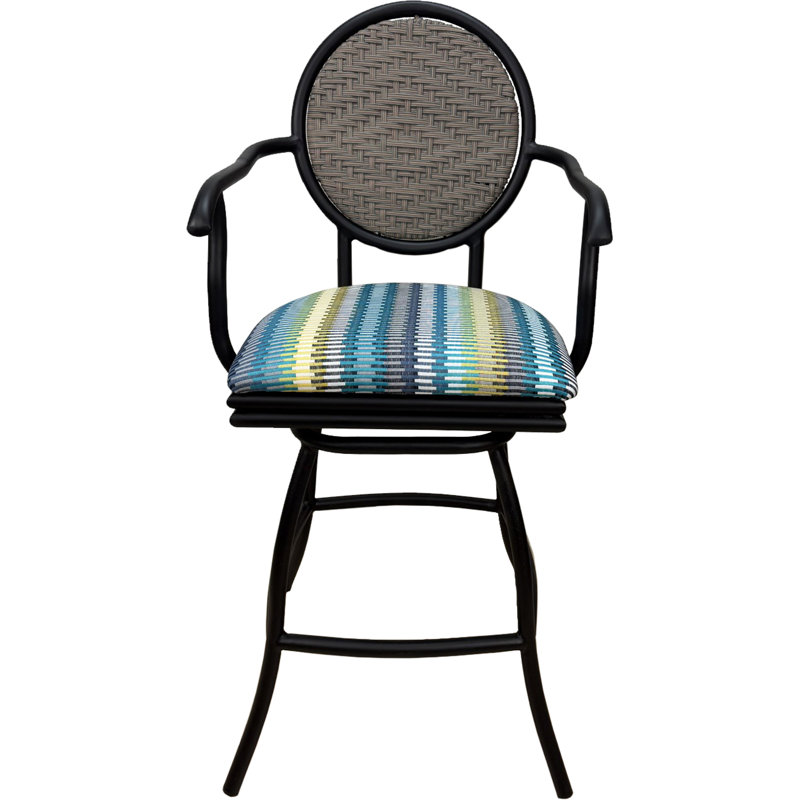 Tabouret pivotant et très grand Merriwood, Bande ensoleillée turquoise, Très haute (assise de 35 po de hauteur)
