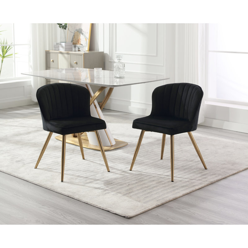 47.5cm H Velvet Upholstered Metal Accent, Black