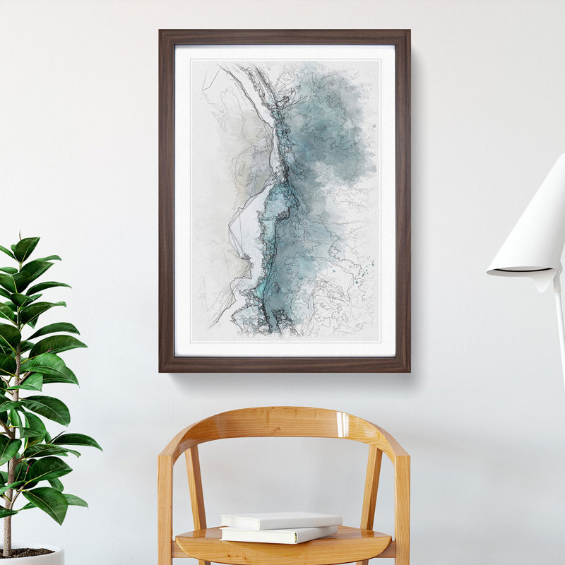 Ocean Kissing The Beach - Single Picture Frame Painting on MDF, 45cm H x 33cm W x 2cm D, Walnut Framed
