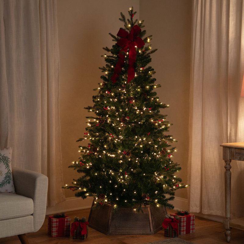 Artificial Cedar Christmas Tree with Lights, 7'5"