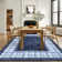 Modern Plaid Machine Washable Rug with Non-Slip Backing, Foldable Low Pile Floor Cover, Contemporary Bordered Indoor Mat for Bedroom, Living Room