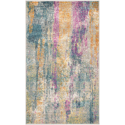 Felty Abstract Blue/Fuchsia Area Rug