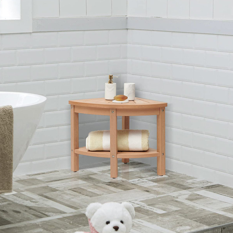 Tabouret de coin de douche, Teck