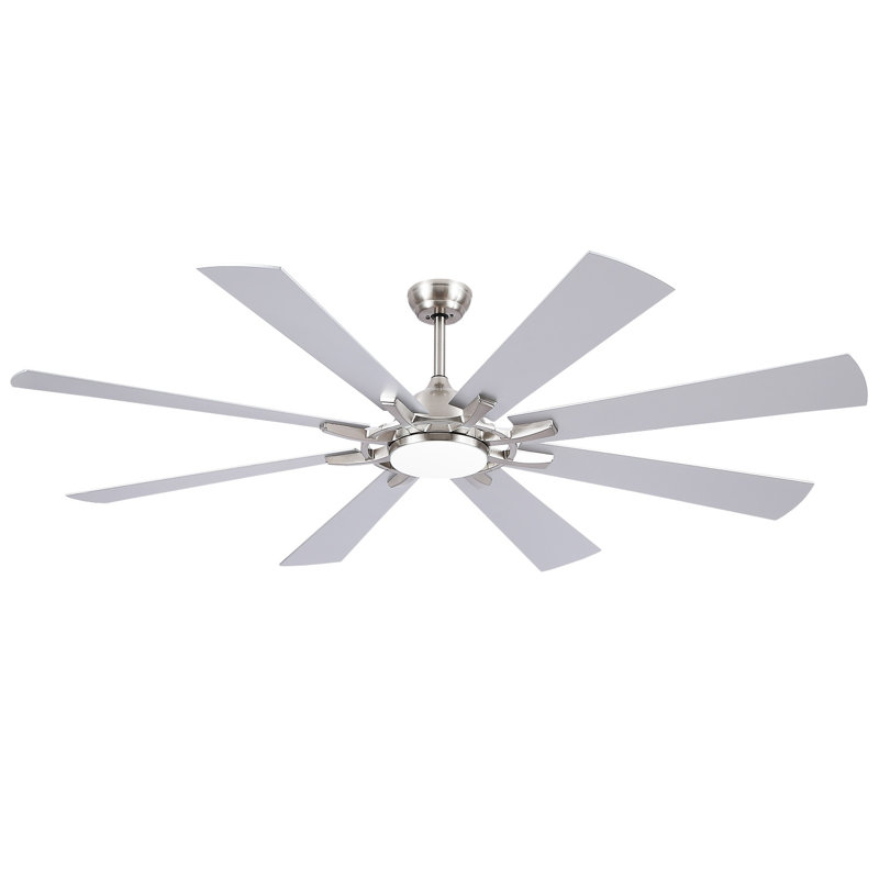 Ventilateur de plafond 72 "avec moulin à vent 72" avec 3 lumières à DEL et télécommande, Nickel