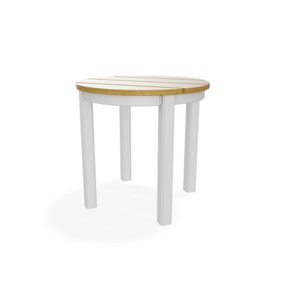 Table de bout d'extérieur 21 po ronde en polymère rustique de luxe