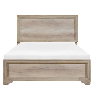 Lit double pleine grandeur de couleur naturelle - Fabrication en planche et en bois pour un style contemporain avec des matériaux de tonalité