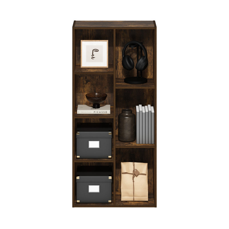 Gonzales 19.5" W Standard Bookcase, Amber Pine, (7 Shelves) 41.7"H x 19.5"W x 9.4"D