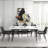 8 Seat Modern Stone Dining Table Set With Faux Leather Side Chairs, 9-piece Dining Set-111532649