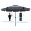 Parasol de patio extérieur 10 pi (3M) avec rabat, 8 pièces, avec inclinaison, avec manivelle, sans base, gris / anthracite, taille de poteau 38 mm (1,49 pouce)