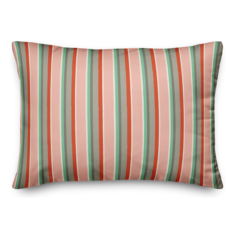 Coussin Stripes, Rose, rouge et gris