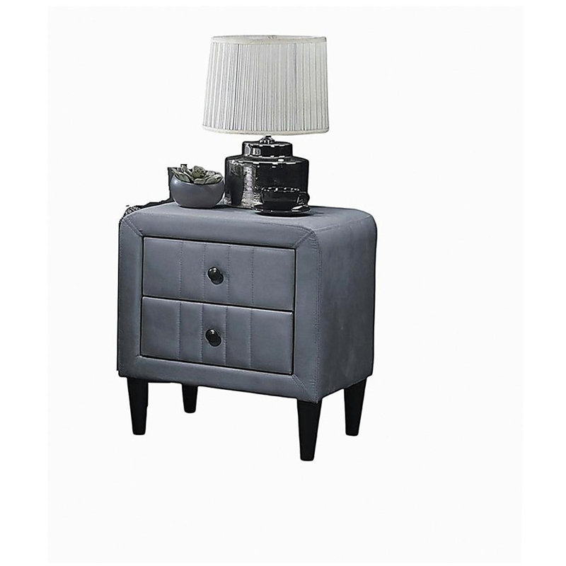 Velours gris magnifique table de chevet 1pc table de chevet 2 tiroirs meubles de chambre à coucher design élégant, Gris