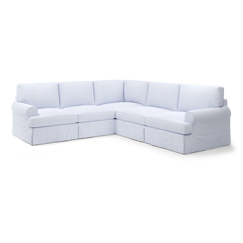 Studio 3 L Sectional, White Polyester Blend