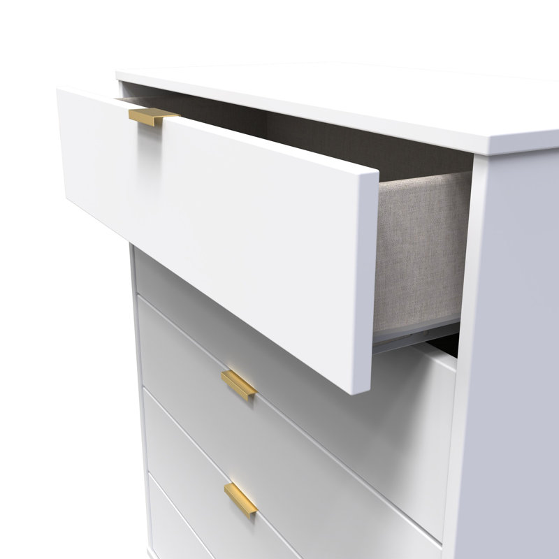 Turah 77 cm W Chest of 5 Drawers, White