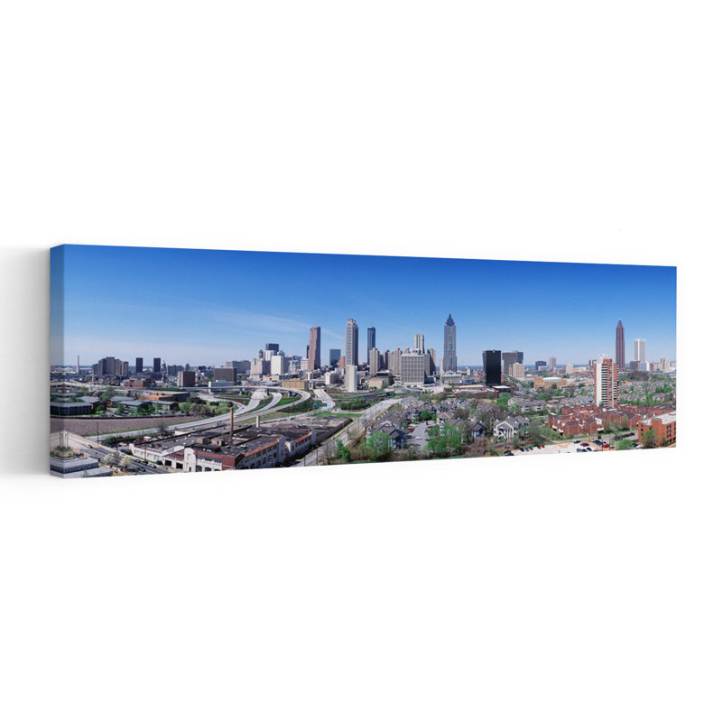 USA Georgia Atlanta skyline 1 Piece Wrapped Canvas Panoramic Wall Art, 30.48 cm H x 91.44 cm W