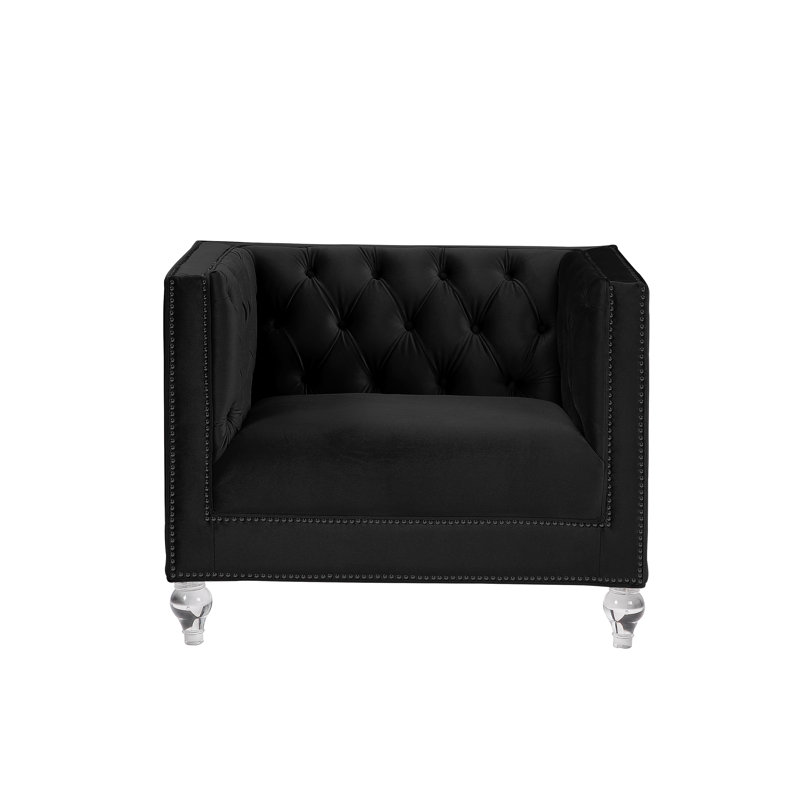 Alexondra Velvet Barrel Chair, Black Velvet