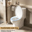 Toilette de 17 po de hauteur avec système 1,1 / 1,6, cuvette sans rebord, siège à fermeture en douceur, blanc brillant 006 pour salle de bain à double chasse moderne, lavabo, lustre doux