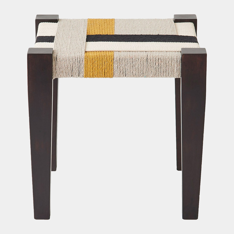 Jute Stool Black Gray White Yellow