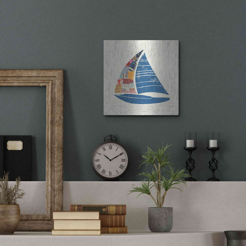 «Nautical Collage IV On Linen» par Courtney Prahl, H 12 po x l 12 po