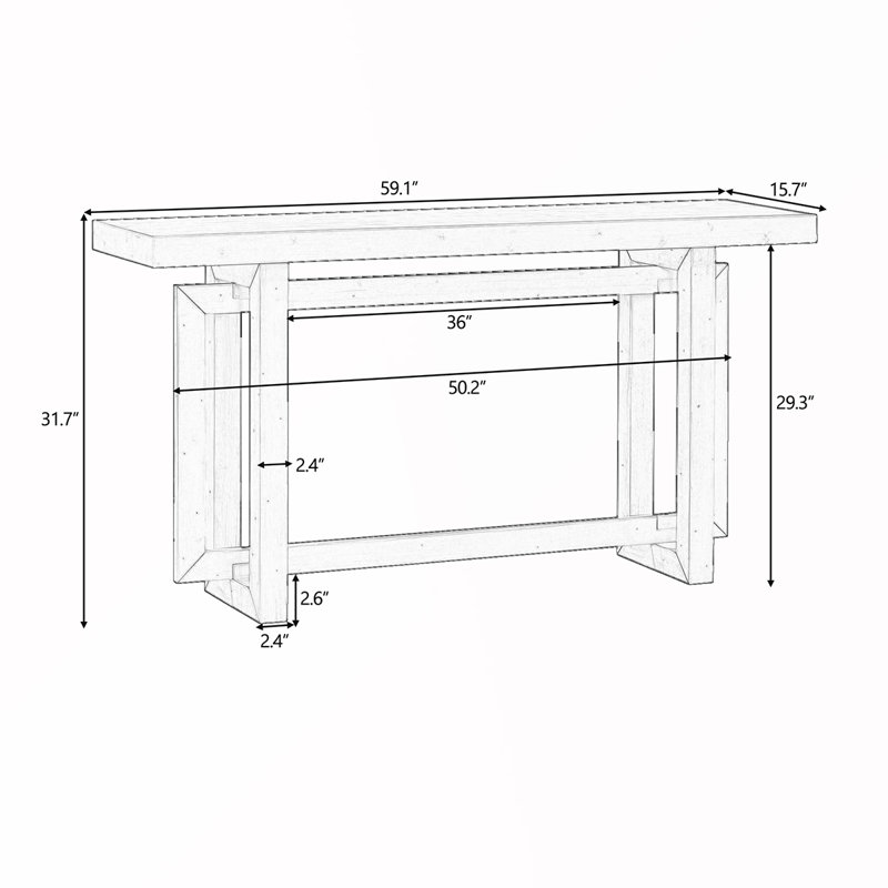 Extra Long Console Table with Wood Top, Black, Black