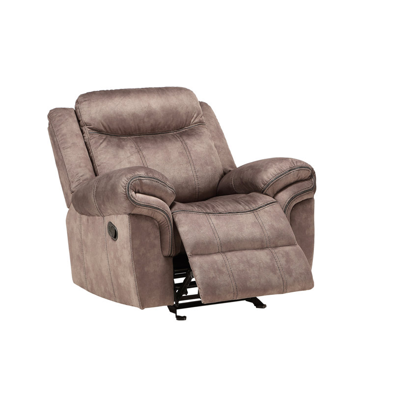 Two Tone Velvet Glider Recliner, Chocolate