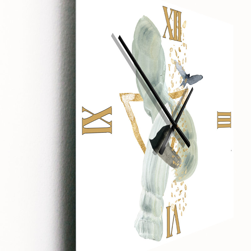 Horloge murale abstrait montagne avec lune et oiseau, Grand