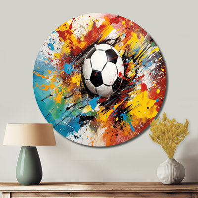 Abstraction Soccer Ball - Sports Round Metal Art