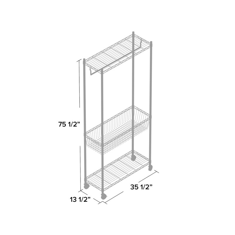 Syracuse 35.5'' Metal Rolling Clothing Rack