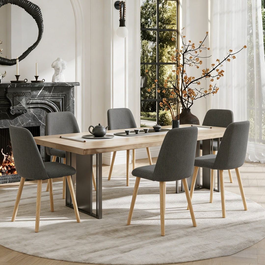 48cm H Linen Upholstered Upholstered Back Side Chair