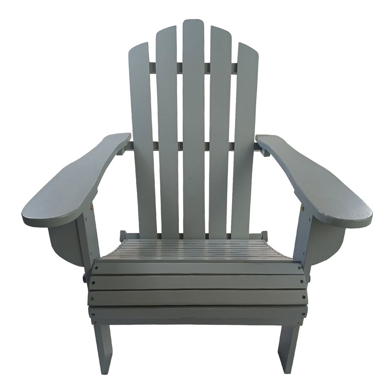 Grey Wood Chair - Foldable For Easy Handling, Comfortable Armrest And Seat, Solid Hardwood, Various Outdoor Indoor Locations Patio, Porch, Deck Garden
