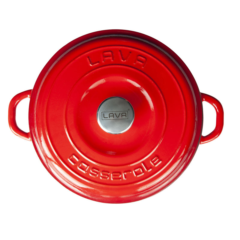 Braisière en fonte émaillée à lave de 3,45 pte Série ronde Heritage avec couvercle tendance, Rouge