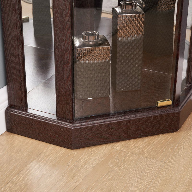 Vitrine d'angle vitrée d'angle vitrée, Marron foncé