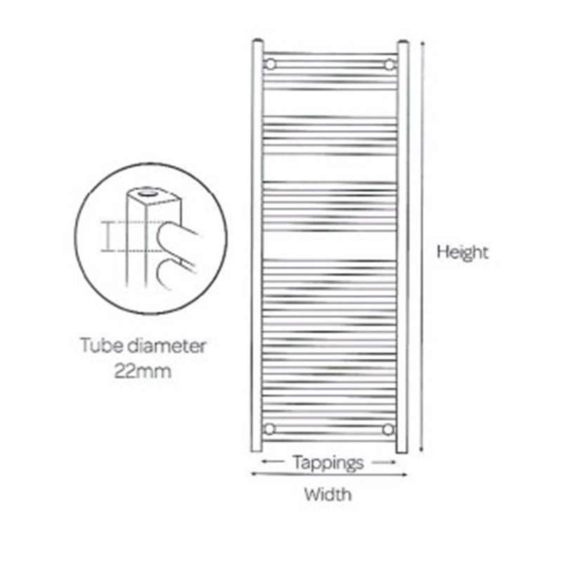 Heated Towel Rails, 100cm H x 50cm W x 5.5cm D