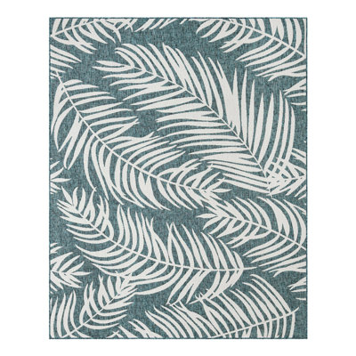 Tapis intérieur / extérieur Union City en bleu sarcelle / ivoire