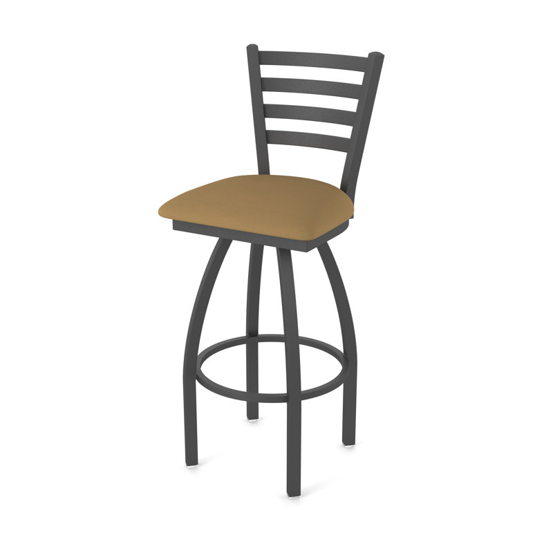 Jackie Swivel Stool, Pewter, Vinyl-Canter Saddle, Bar Stool (30" Seat Height)