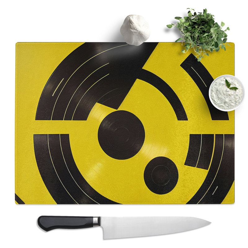 Abstract Vinyl Record Art Vol.3  Glass Chopping Board