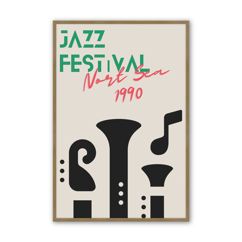 Jazz Festival 1990, reproduction d'affiche, H 21,25 po x l 17,25 po, Or brossé