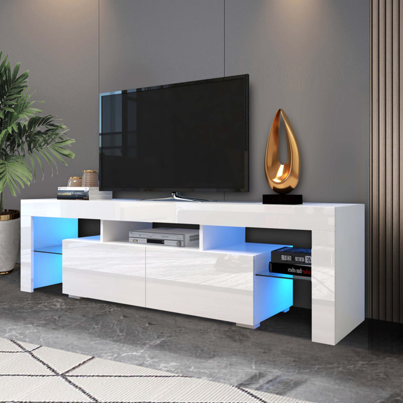 Modern White TV Stand, White