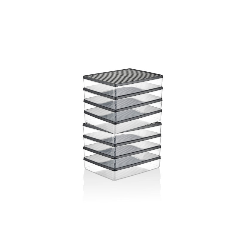 Ensemble de boîte de rangement durable (8 pièces), 10,8 x 2,0 x 8,9 pouces | 100% plastique, va au lave-vaisselle | Idéal pour organiser la maison, le bureau et plus encore, ce modèle peu encombrant facilite le rangement et l'accessibilité