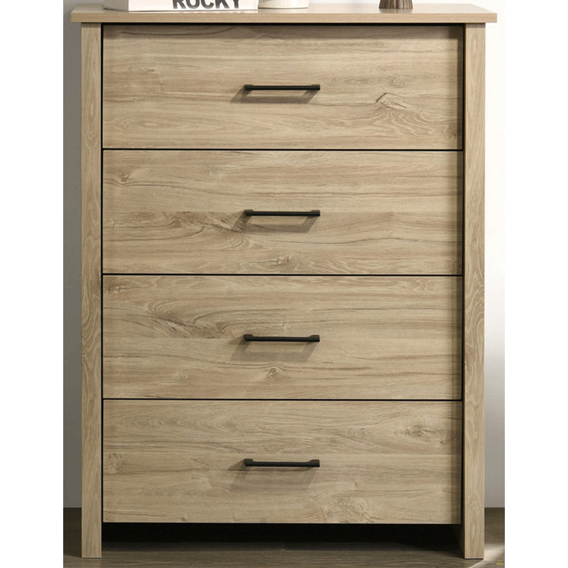 Commode 4 tiroirs avec poignées l 32 ", Chêne clair