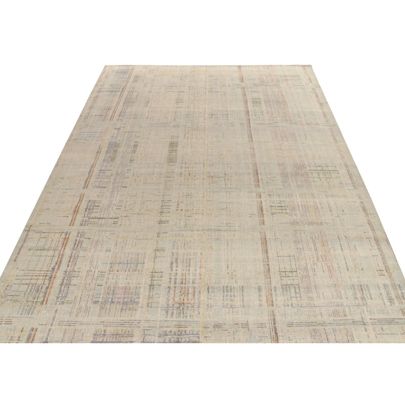 Distressed Homage Hand Knotted Wool Abstract Area Rug, Rectangle 6' x 9'