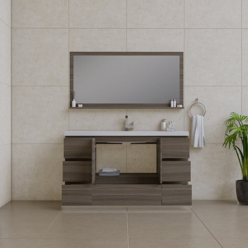 Ensemble de meuble-lavabo simple 60 po Arjina, Gris