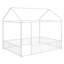 Structure de lit pleine grandeur en métal avec clôture, pour enfants, adolescents, blanc
