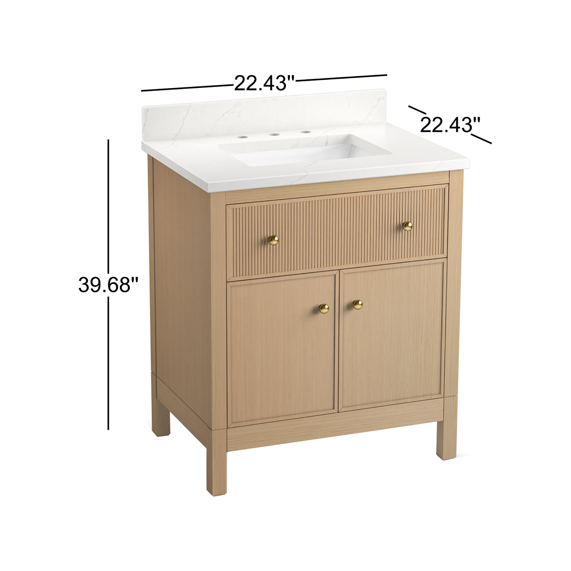 Malin By Studio McGee 72 in. Bathroom Vanity Cabinet With Sinks And Quartz Top, Oak, Oak, 39.68'' H X 30'' W x  22.43'' D