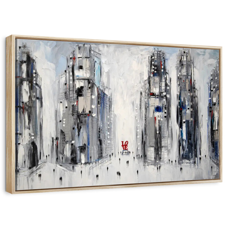 Urban Love I, 19 po x 13 po, Cadre flottant en bois naturel
