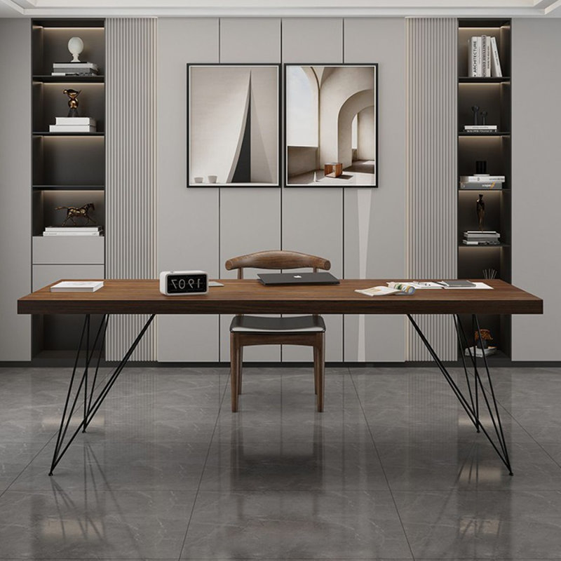Bureau rectangulaire en bois massif noyer, noir, H 29,53 po x l 62,99 po x P 31,5 po
